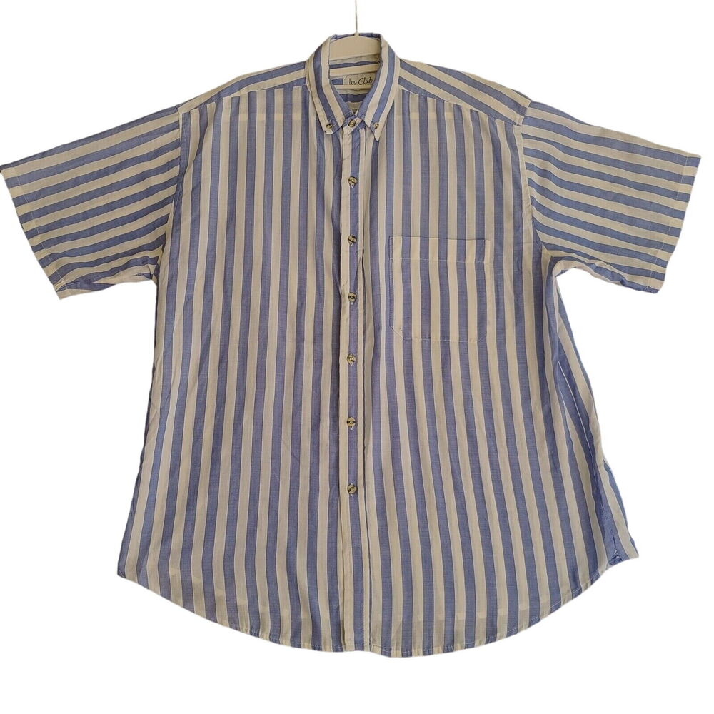 Ivy Club Mens Button Up Shirt Multi-Color Size Large Polyester Blend Collar